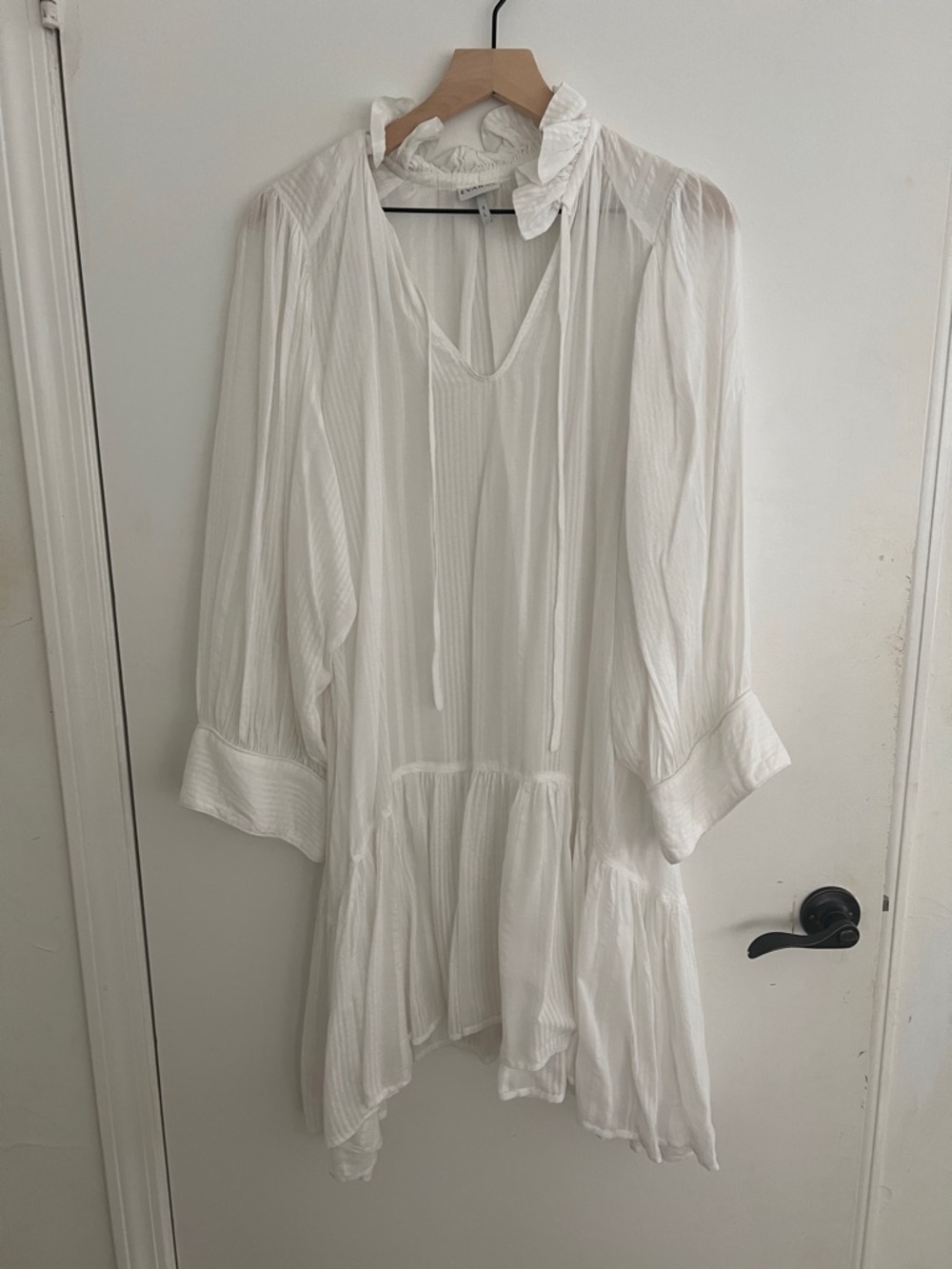 Evarae White Ruffled Collar cover up dress